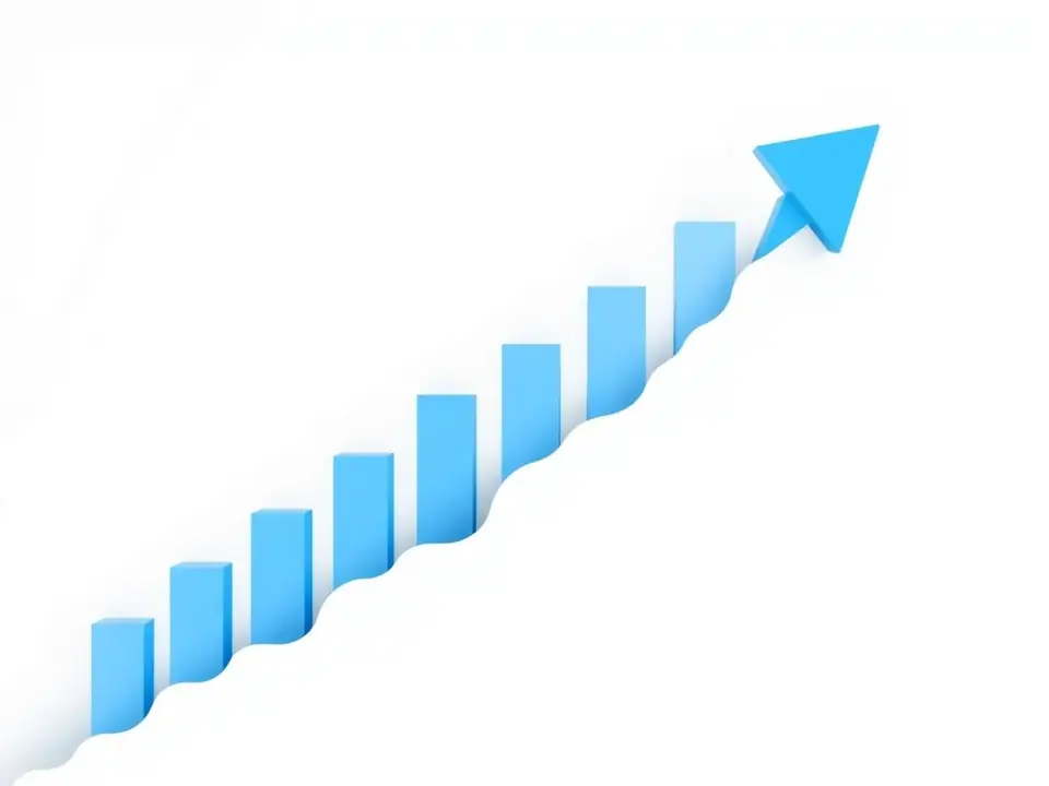 Rising bar chart with upward arrow representing organic ranking growth